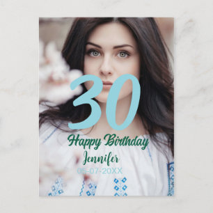 Carte Postale 30e anniversaire ajouter nom date année photo blan