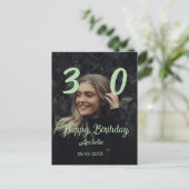 Carte Postale 30e anniversaire ajouter nom date année vert paste (Debout devant)