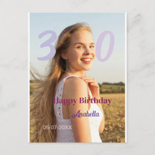 Carte Postale 30e anniversaire ajouter nom date année VIOLET ROS