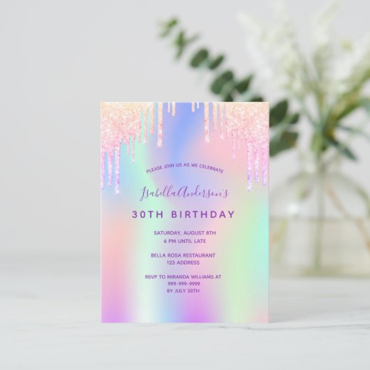 Carte Postale 30e anniversaire arc-en-ciel parties scintillant r (Debout devant)