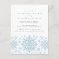 CARTE POSTALE 30e anniversaire Blue Snowflake Invi