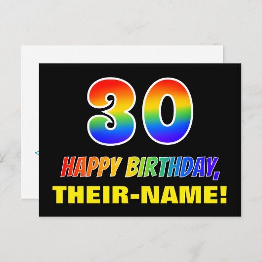 Carte Postale 30e anniversaire : Bold, amusant, simple, Arc-en-c (Devant / Derrière)