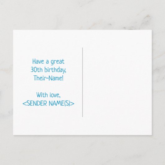 Carte Postale 30e anniversaire : Bold, amusant, simple, Arc-en-c (Dos)