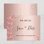 Carte Postale 30e anniversaire rose or blush floral enregistrer (Devant / Derrière)