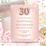 Carte Postale 30e anniversaire rose parties scintillant or rose<br><div class="desc">Une invitation moderne, élégante et glamour pour une fête de 30e anniversaire. Un faux rose or à l'apparence métallique arrière - plan avec une élégante parties scintillant d'or faux rose goutte à goutte, peinture goutte à goutte. Le nom est écrit avec un rose moderne de couleur or foncé à la...</div>