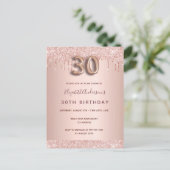 Carte Postale 30e anniversaire rose parties scintillant or rose (Debout devant)