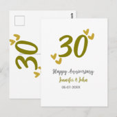 Carte Postale 30e joyeux anniversaire de mariage couple gris dor (Devant / Derrière)