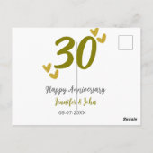 Carte Postale 30e joyeux anniversaire de mariage couple gris dor (Dos)