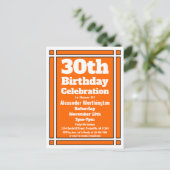 Carte postale 30th Orange Simple Birthday Invitati (Debout devant)