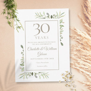 Carte Postale 30th Wedding Anniversary Save the Date Greenery