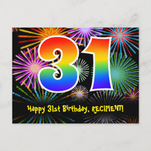 Carte Postale 31e Anniversaire – Motif de feux d'artifice amusan