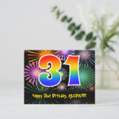 Carte Postale 31e Anniversaire – Motif de feux d'artifice amusan (Debout devant)