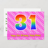 Carte Postale 31e anniversaire : Pink Stripes & Hearts, Arc en c (Devant / Derrière)