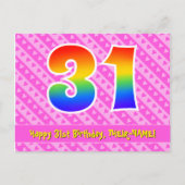 Carte Postale 31e anniversaire : Pink Stripes & Hearts, Arc en c (Devant)
