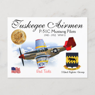 Carte Postale 332e escadron de chasse Mustang -P-51C