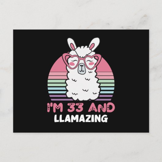 Carte Postale 33 ans Llamazing 33e anniversaire Lama (Devant)