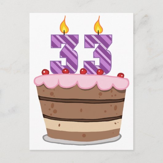 Carte Postale 33 ans sur le gâteau d'anniversaire (Devant)