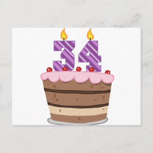 Carte Postale 34 ans sur le gâteau d'anniversaire
