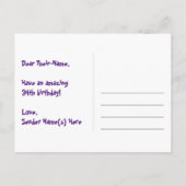 Carte Postale 34e anniversaire - Fun Fireworks Motif + Rainbow 3 (Dos)