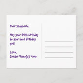 Carte Postale 34e anniversaire : Pink Stripes & Hearts, Arc en c (Dos)