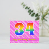 Carte Postale 34e anniversaire : Rayures roses et cœurs, Arc-en- (Debout devant)