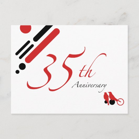 Carte Postale 35e anniversaire (oiseaux mods) (Devant)