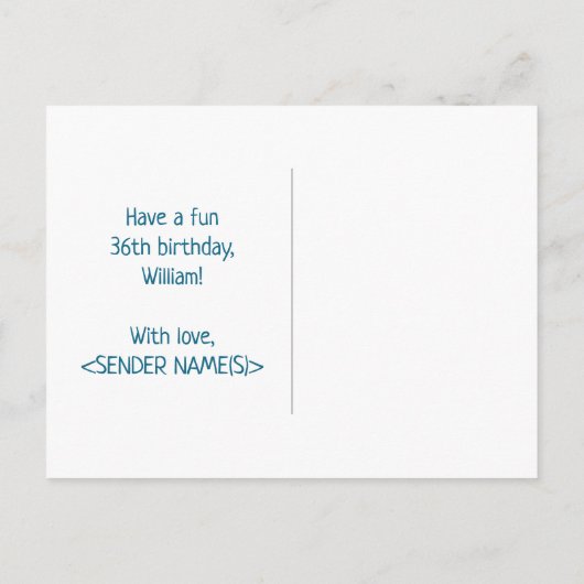 Carte Postale 36e anniversaire : Bold, amusant, simple, arc-en-c (Dos)