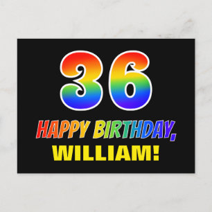 Carte Postale 36e anniversaire : Bold, amusant, simple, arc-en-c