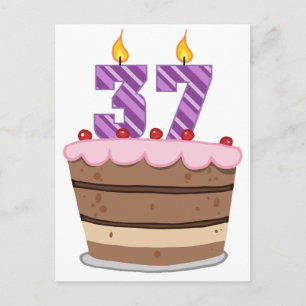 Carte Postale 37 ans sur le gâteau d'anniversaire