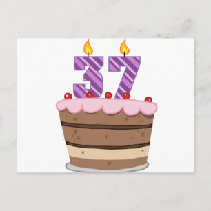 Carte Postale 37 ans sur le gâteau d'anniversaire
