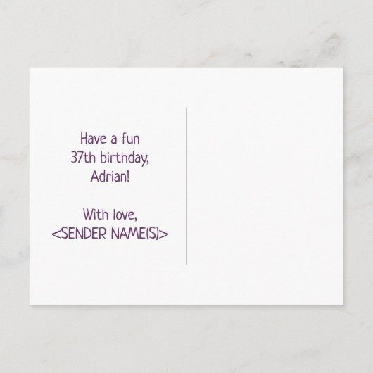 Carte Postale 37e anniversaire : Bold, amusant, simple, arc-en-c (Dos)