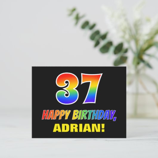Carte Postale 37e anniversaire : Bold, amusant, simple, arc-en-c (Debout devant)