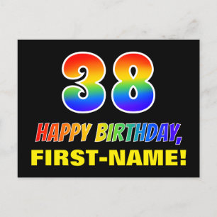 Carte Postale 38e anniversaire : Bold, amusant, simple, arc-en-c