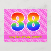 Carte Postale 38e anniversaire : Pink Stripes & Hearts, Arc-en-c (Devant)