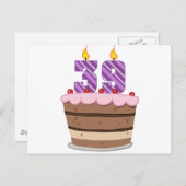 Carte Postale 39 ans sur le gâteau d'anniversaire (Devant / Derrière)