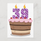 Carte Postale 39 ans sur le gâteau d'anniversaire (Devant)