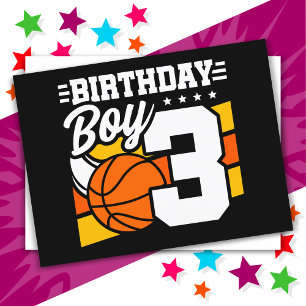 Carte Postale 3 ans Basketball Party Thème 3ème anniversaire gar