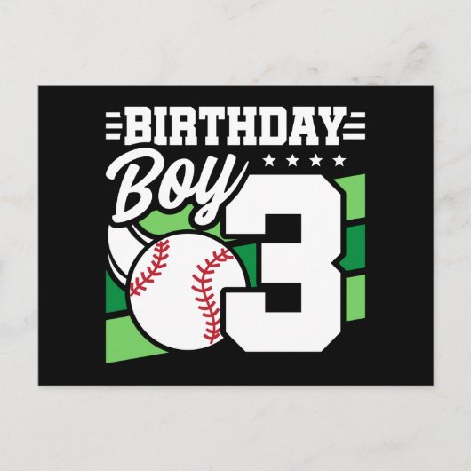 Carte Postale 3 Ans de la fête de baseball Thème 3ème anniversai (Devant)