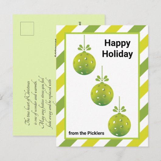 Carte Postale 3 boules de chickleballs modernes, texte personnal (Devant / Derrière)