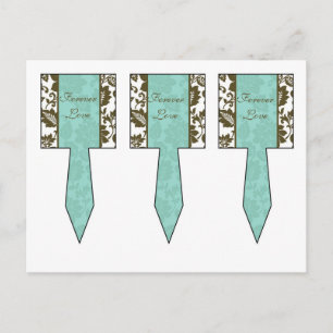 Carte Postale 3 Brown/Blue Floral Mariage damassé Cup Cake Pictu