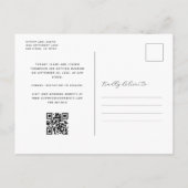 Carte Postale 3 Code QR Photo Bleu Marine Save the Date (Dos)