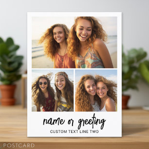 Carte Postale 3 Collage photo avec texte manuscrit - noir blanc