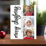 Carte Postale 3 Collage photo - Joyeux Noël moderne<br><div class="desc">Utilisez trois photos et faites un accueil unique et tendance Joyeux Noël avec un thème noir et blanc. Si vous avez besoin de déplacer quelque chose,  cliquez sur le bouton personnaliser pour apporter des modifications.</div>