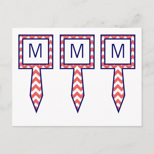 Carte Postale 3 Coupe Cake Pictures Coral Navy Blue Chevron Nom (Devant)