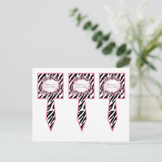 Carte Postale 3 Coupe Cake Pictures Girly Butterfly Zebra Print  (Debout devant)