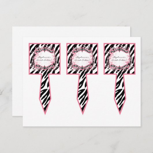 Carte Postale 3 Coupe Cake Pictures Girly Butterfly Zebra Print  (Devant / Derrière)