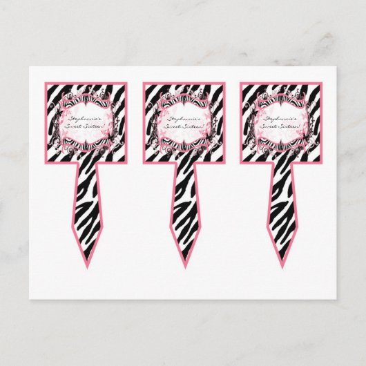 Carte Postale 3 Coupe Cake Pictures Girly Butterfly Zebra Print  (Devant)