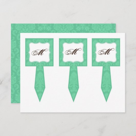 Carte Postale 3 Coupe Cake Pictures Mint Gree Blanc Damas Lace I (Devant / Derrière)