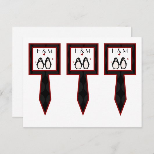 Carte Postale 3 Coupe Cake Pictures Penguin Love Couple Mate pou (Devant / Derrière)