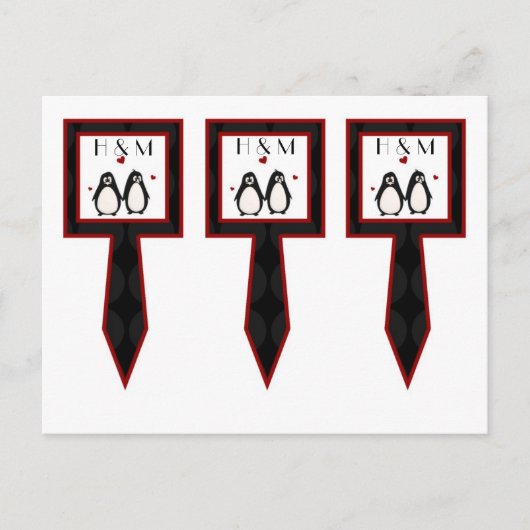 Carte Postale 3 Coupe Cake Pictures Penguin Love Couple Mate pou (Devant)